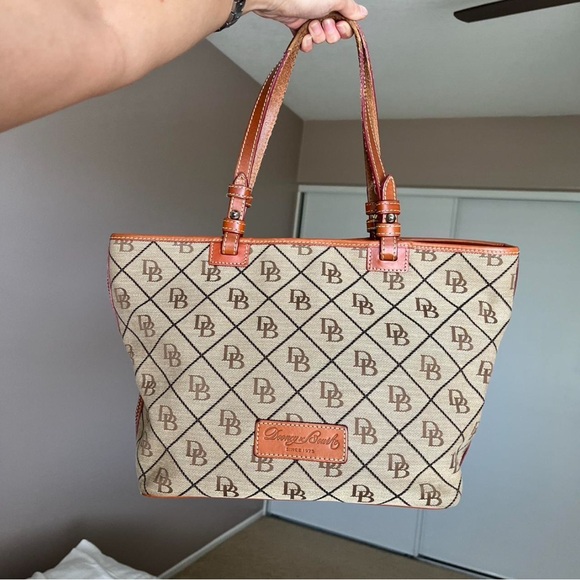 Dooney & Bourke Handbags - Dooney and Bourke Signature Print And Brown leather Shoulder Bag With wallet
